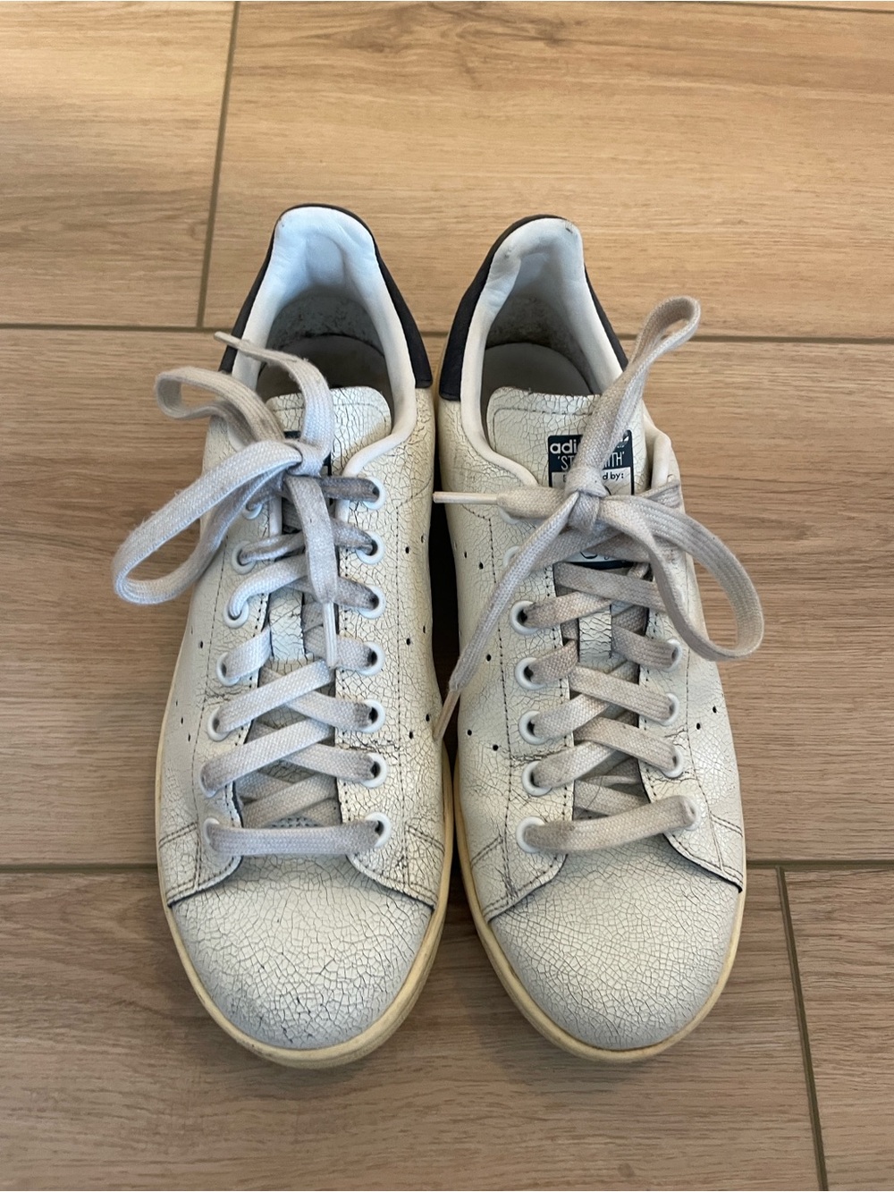 adidas White Sneakers with Navy Heel Accent